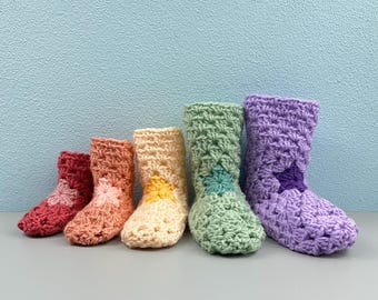 Hexagon Granny Stitch Baby Booties Crochet Pattern PDF
