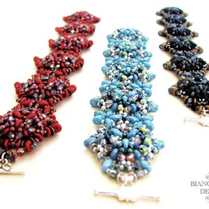 Adelaide, pattern for bracelet and ring with O-Beads, superduo&#39;s, seed beads and glass beads