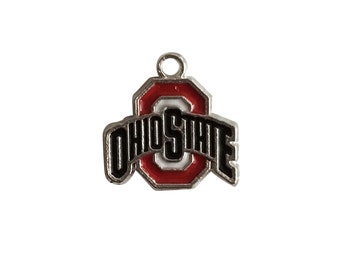 College Jewelry Ohio State Buckeyes Stainless Steel Adjustable Bangle Bracelet with Yellow Gold Plated Round Charm