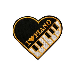 I Heart Piano Heart Shaped Patch  |  1 Piece