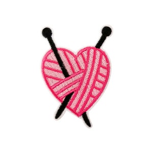 Pink Heart Yarn Knitting Patch  |  1 Piece