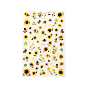Sunflower Nail Decals/Stickers  |  1 Sheet