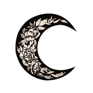 Black Moon With Flowers Large Patch  |  1 Piece