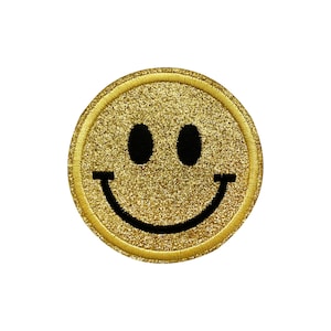 Gold Smiley Face Sparkly Patch  |   1 Piece