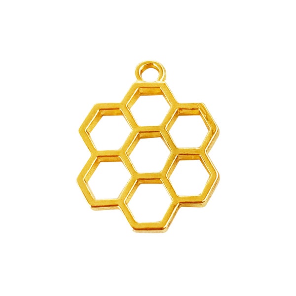 Honeycomb Open Bezel Goldtone  |  1 piece  |  Jewelry Making Craft Supplies