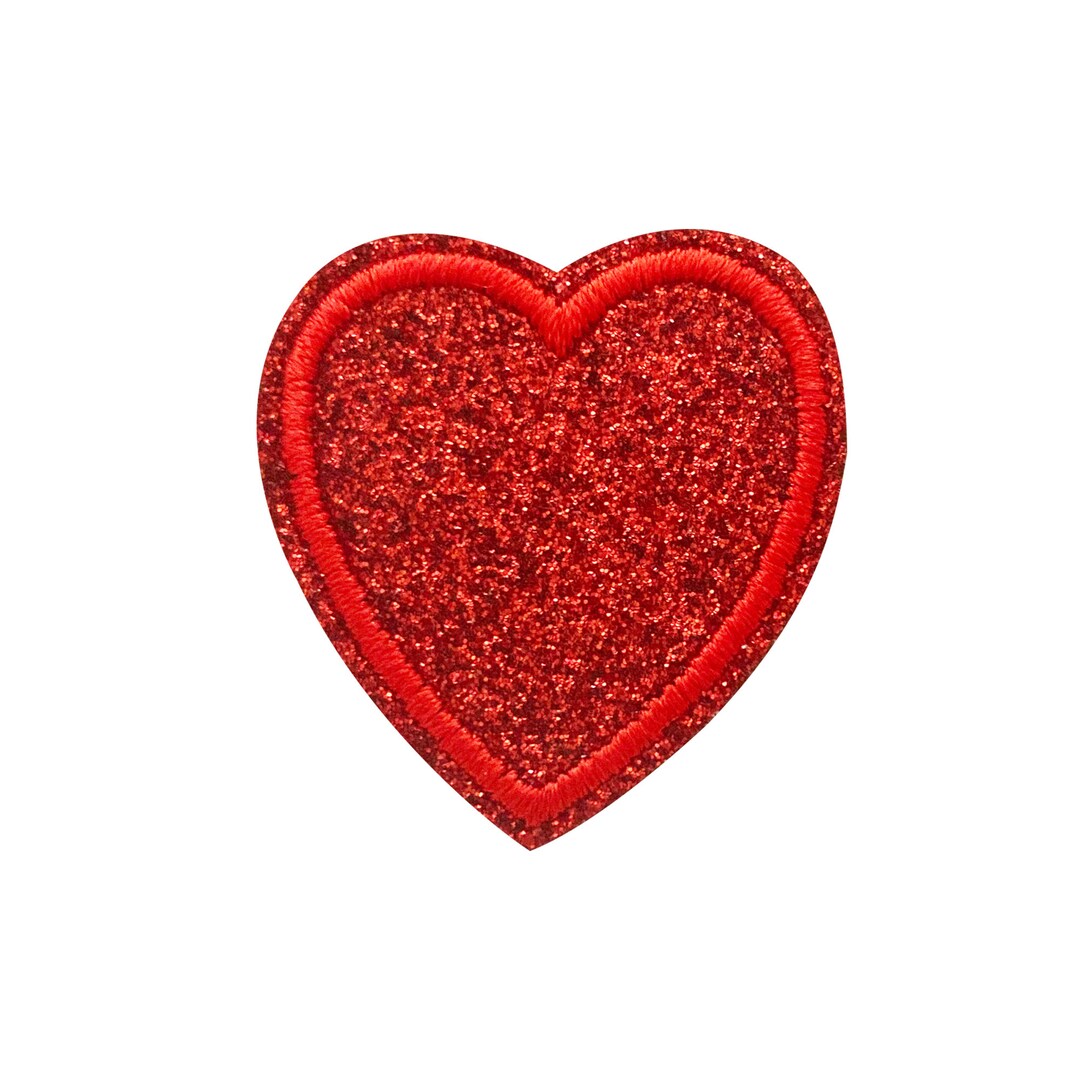 Small Red Glitter Heart Patch 1 Piece Etsy