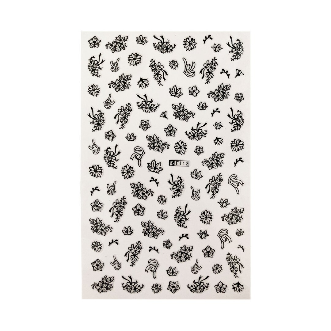 Flower Outline Nail Decals/stickers 1 Sheet - Etsy