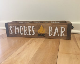 Wood S'mores Box 17"x5"x3.5" / S'mores Gift / Smores Box / toasted marshmallows/ smores kit / camping / smores carrier / campfire smores