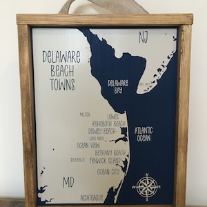 Delaware Beach Towns Map 13"x16" / Delaware beaches / Home State / State Gift / Delaware Gift / Delaware beaches / Delaware beach house