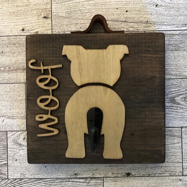 Woof dog leash holder 6"x5.5", pet gift, dog gift, leash holder , dog person, dog mom, dog hook sign, laser cut dog sign, new puppy gift