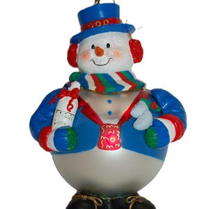 LARGE North Pole Snowman European Santa&#39;s Best BLOWN GLASS Christmas Ornament 7&quot;