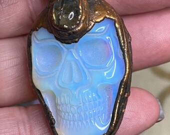 Opalite Skull Pendant with Labradorite