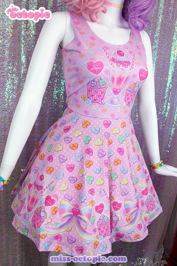 Pink Lovely Candy Heart Dress Etsy