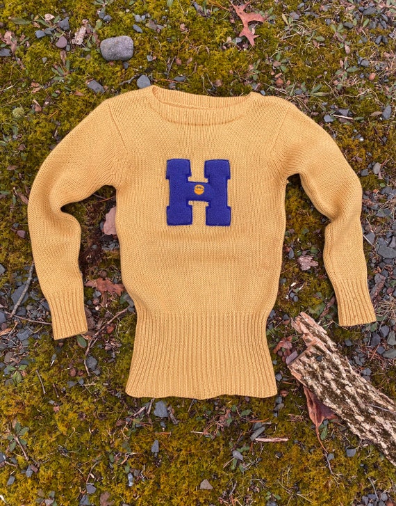 Vintage 1930s Varsity Letterman Wool Sweater S
