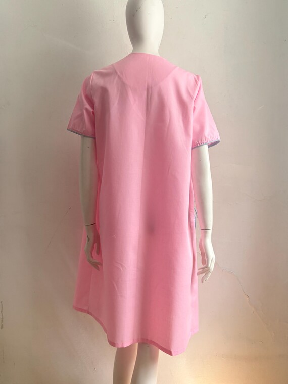 Vintage 1960s Pink Smocked Stripes Lounge Dress H… - image 6