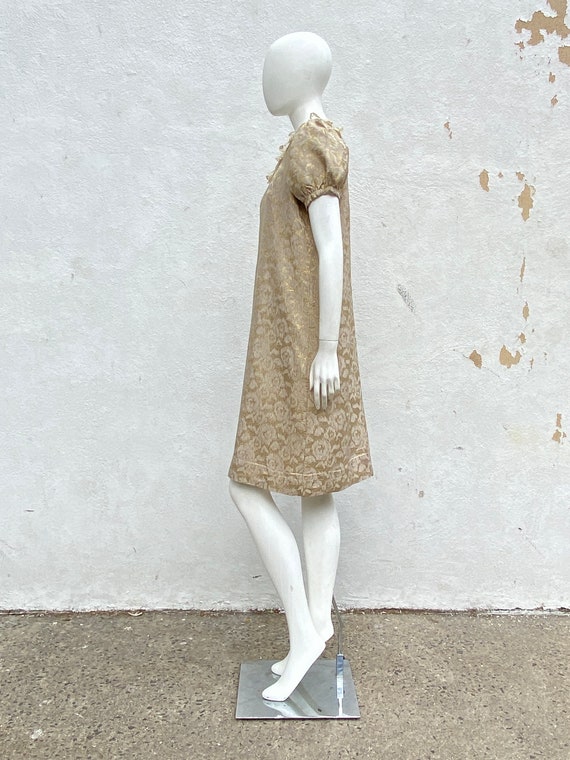 Vintage 1960s Gold Lurex Lame and Lace Cocktail D… - image 7