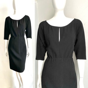 Robe Vintage Galanos Noir Et Blanc à Pois Perles Et Cristaux - Taille 4 - Occasion Excellent état