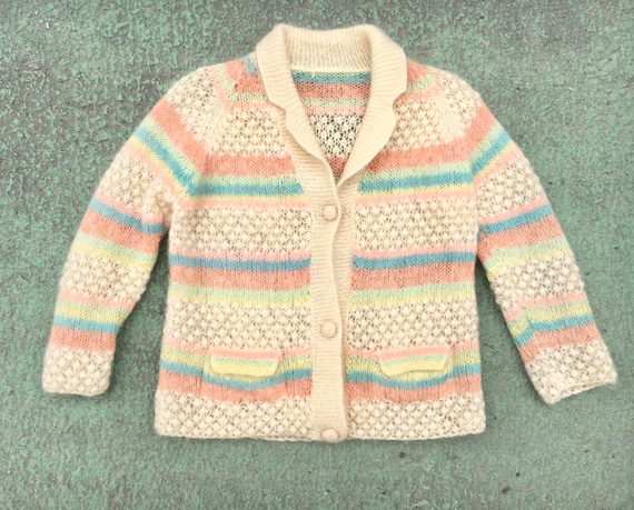Vintage 1950s Hand knit Spring Sweater M