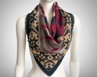 Bufanda grande de algodón suave de los años 80 de Ralph Lauren inspirada en una manta Navajo.