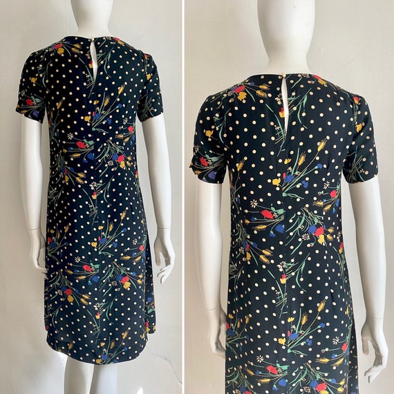 Vintage 1940s Rayon Floral Polka Dot Charming Dre… - image 6