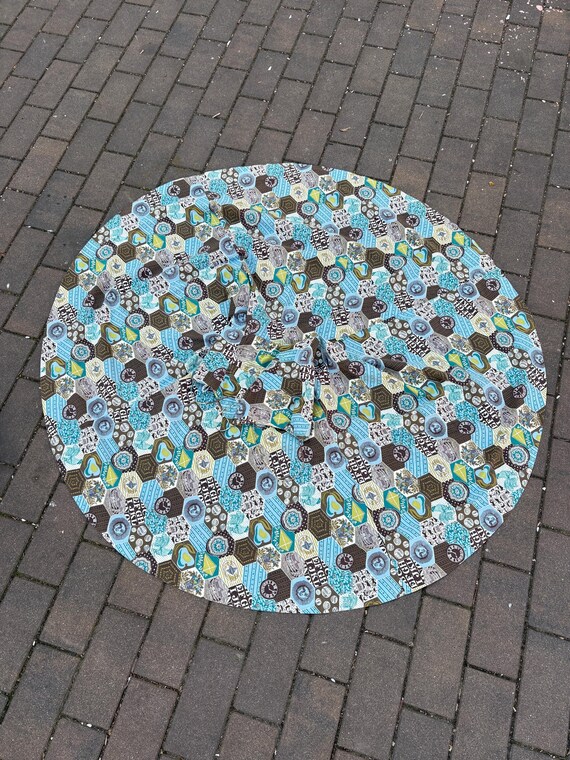 Vintage 1950s Folklore Patchwork Print Cotton Ful… - image 10