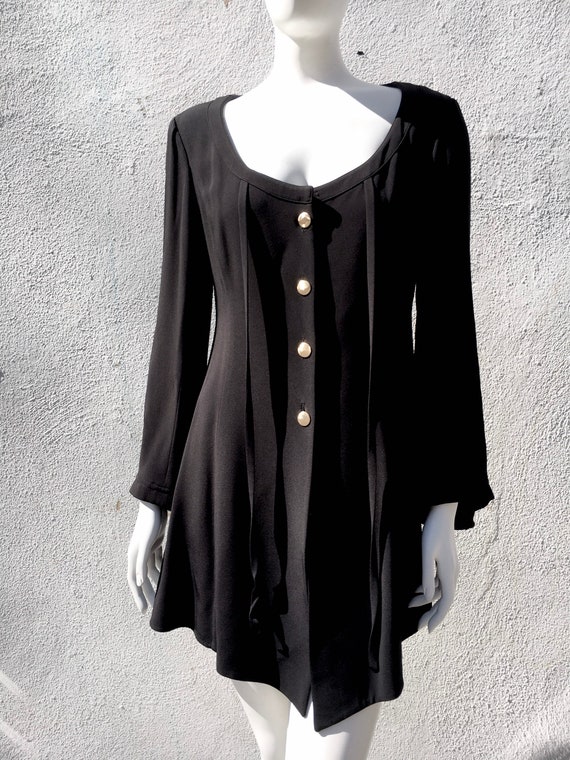 1980s CLAUDE MONTANA Black Jersey Mini Tunic M/L - image 6