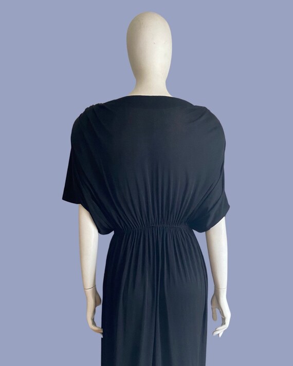 1980s BONWIT TELLER Ink Black Rayon Jersey Disco … - image 3