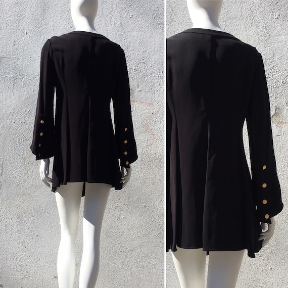 1980s CLAUDE MONTANA Black Jersey Mini Tunic M/L - image 2