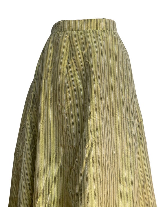 Antique VICTORIAN Poison Apple Striped Silk Ruffl… - image 3