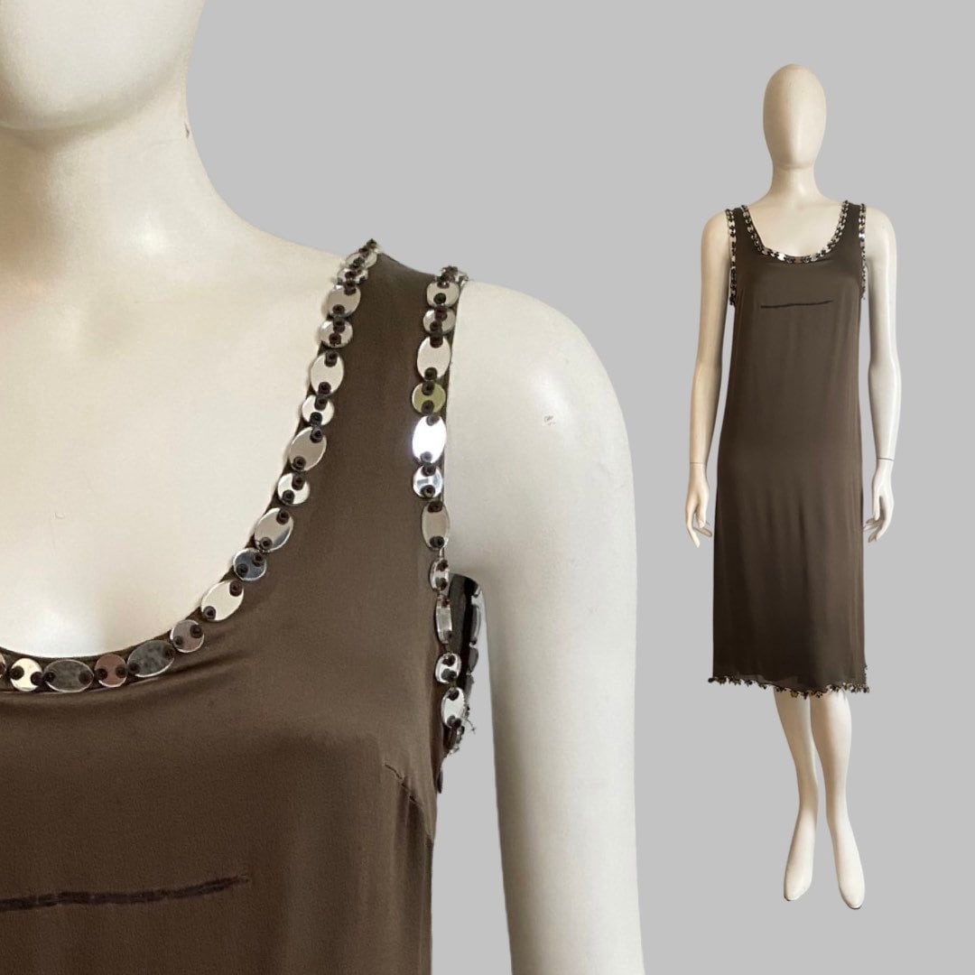 Vintage F/W 1999 PRADA Silk Embellished Double Slip Dress M - Etsy