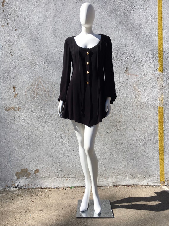 1980s CLAUDE MONTANA Black Jersey Mini Tunic M/L - image 5