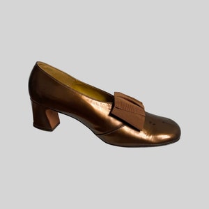 Vintage 1960s Luminous Copper Patent Slip On Shoes