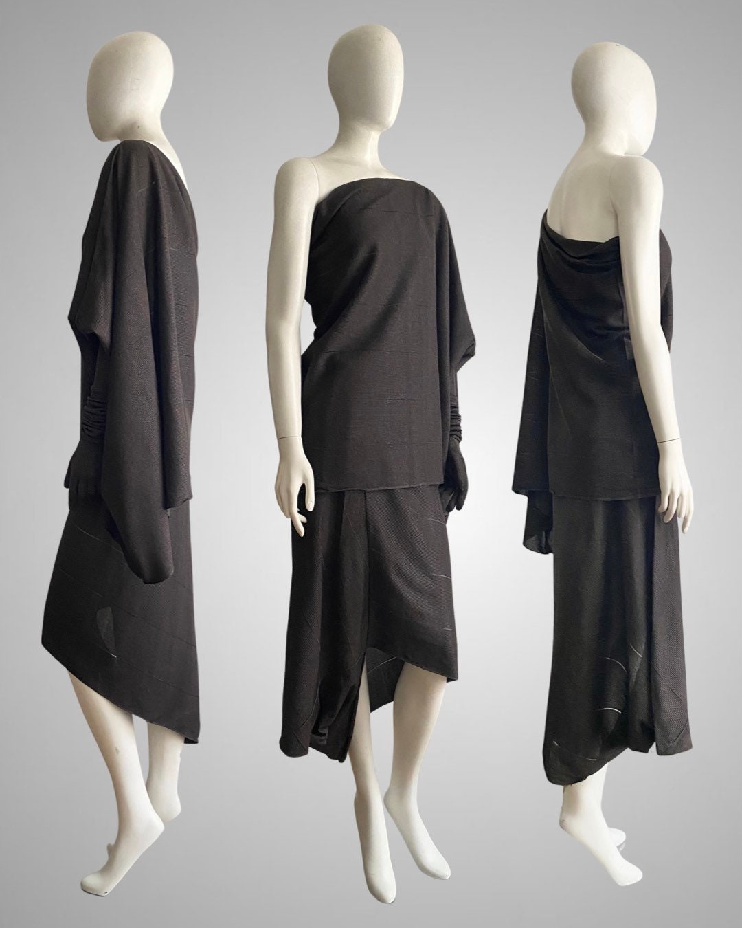 Rare 1980s ISSEY MIYAKE Textured Silk Single Gloved Sleeve 2