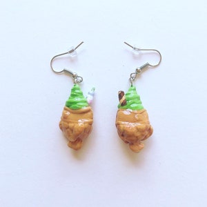 Pendientes de helado Matcha Taiyaki / pendientes de arcilla polimérica hechos a mano