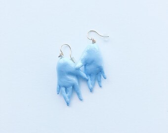 Blue Hand Earrings | Handmade polymer clay earrings