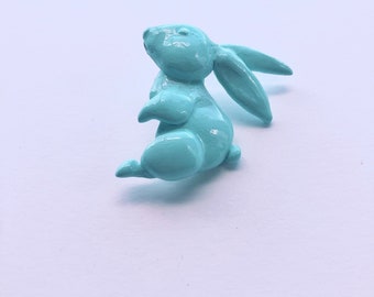 Mint Rabbit Pin | Handmade polymer clay pin