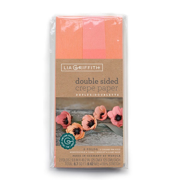 Lia Griffith Crepe Paper Double Sided - Honeysuckle/Coral + Apricot/Light Rose