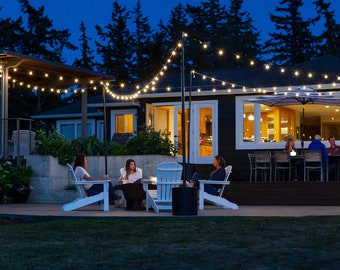 Freestanding String Light Pole with Tank Base - Portable Outdoor Lighting