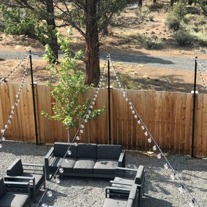 IYN Stands - String Light Pole Stand with Brackets - Hang string lights above fence or rail (1 pole w/ brackets)