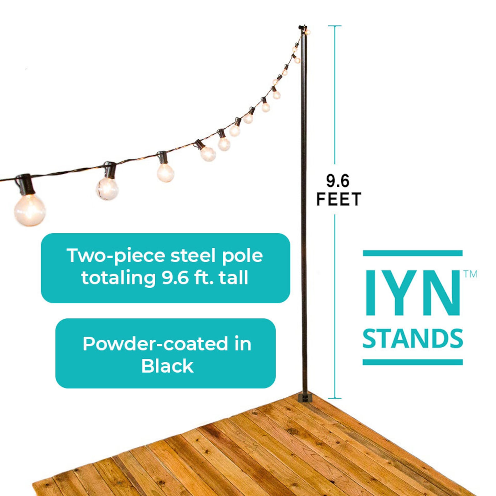 IYN Stands - String Light Pole Stand With Mounting Plate - Hang String ...