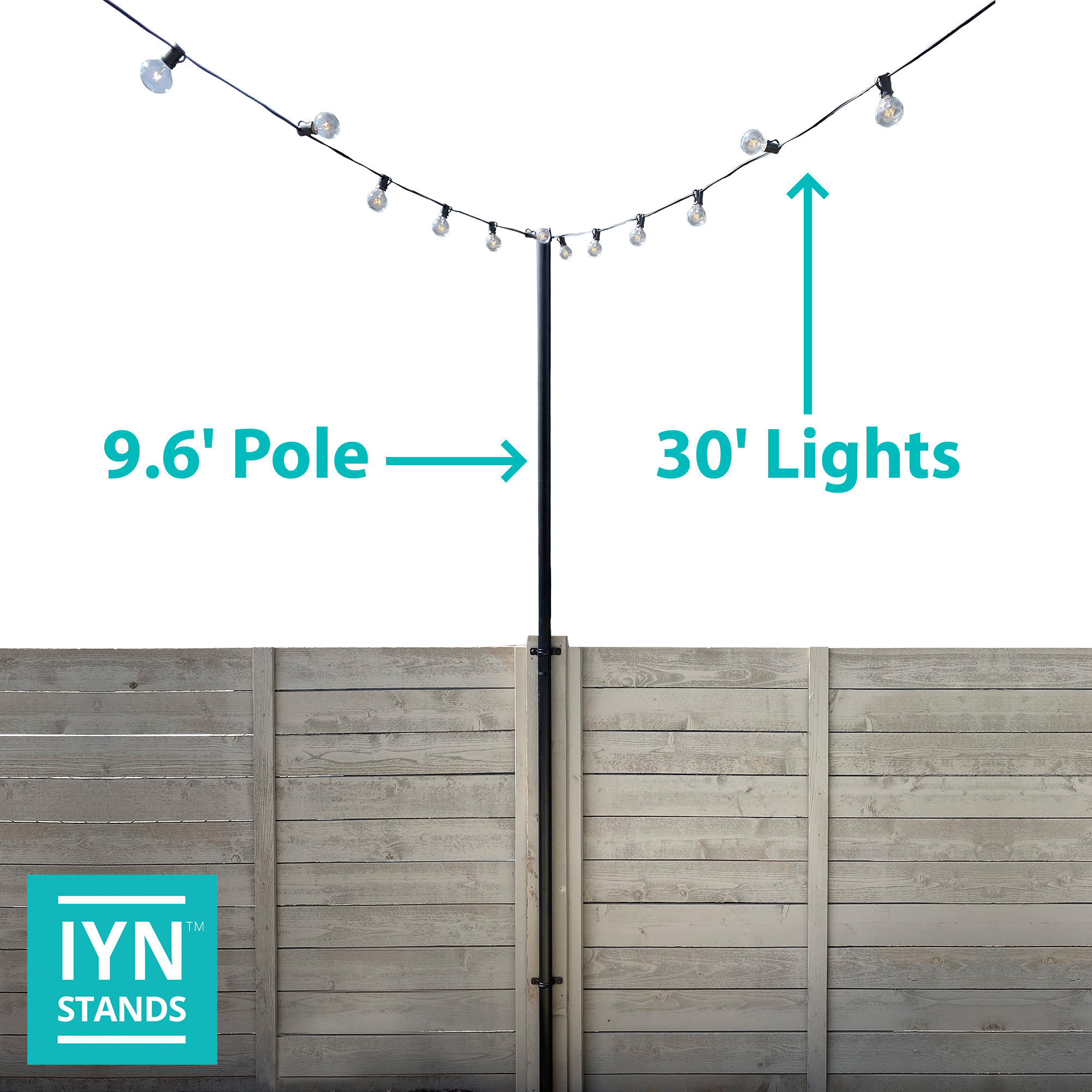 String Light Pole Stand With Fence/rail Brackets - 9'6