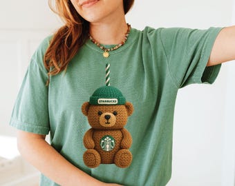 Faux Yarn Starbucks Bear Comfort Colors Tee