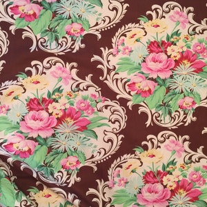 Nicole Mod Girls Jennifer Paganelli Sis Boom Free Spirit Scroll Brown Floral Fabric Sold By The Yard image 1