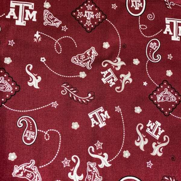 Texas A & M Cotton Mask Aggie Football Fabric 1/2 yard Sykel Ent. #TAM027