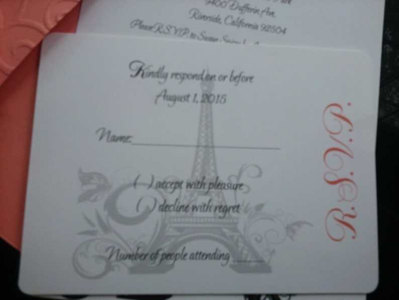 Parisian Sweet 16 Quincea\u00f1era Invitations Paris French Eiffel Tower Coral Salmon Romantic