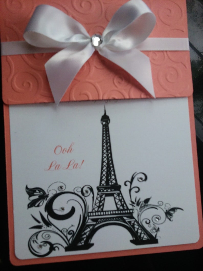 Parisian Sweet 16 Quincea\u00f1era Invitations Paris French Eiffel Tower Coral Salmon Romantic