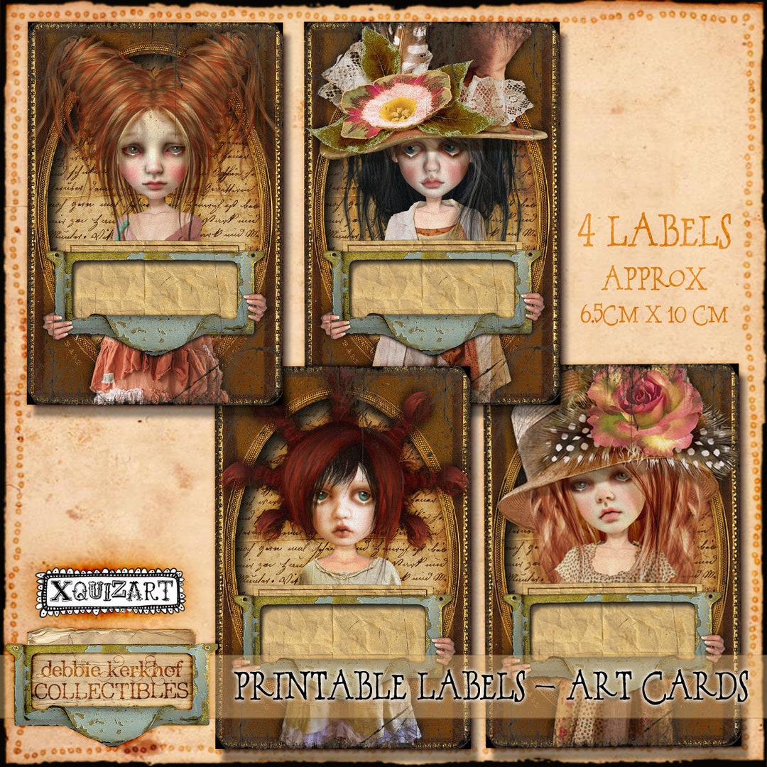 Printable Labels, Art Cards, Stickers, Vintage Alice, Wonderland, Junk Journal, Gift, Digital ...