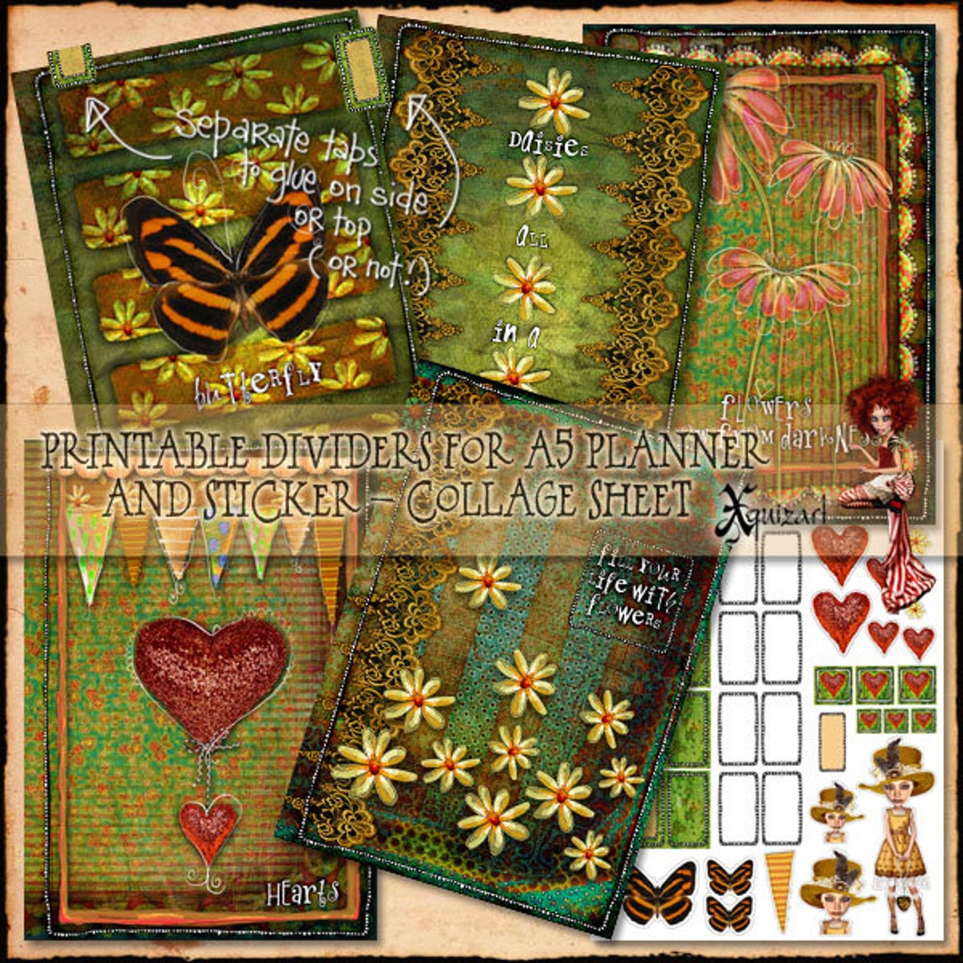 A5 Planner Divider Inserts 01 Printable Filofax Mulberry Etsy