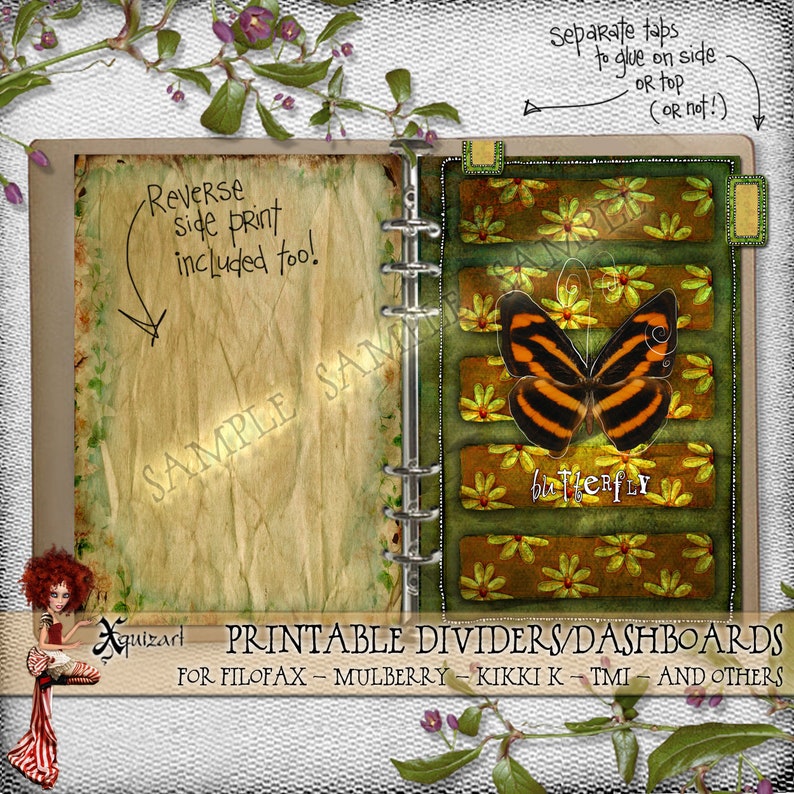 A5 Planner Divider Inserts 01 Printable Filofax Mulberry Etsy