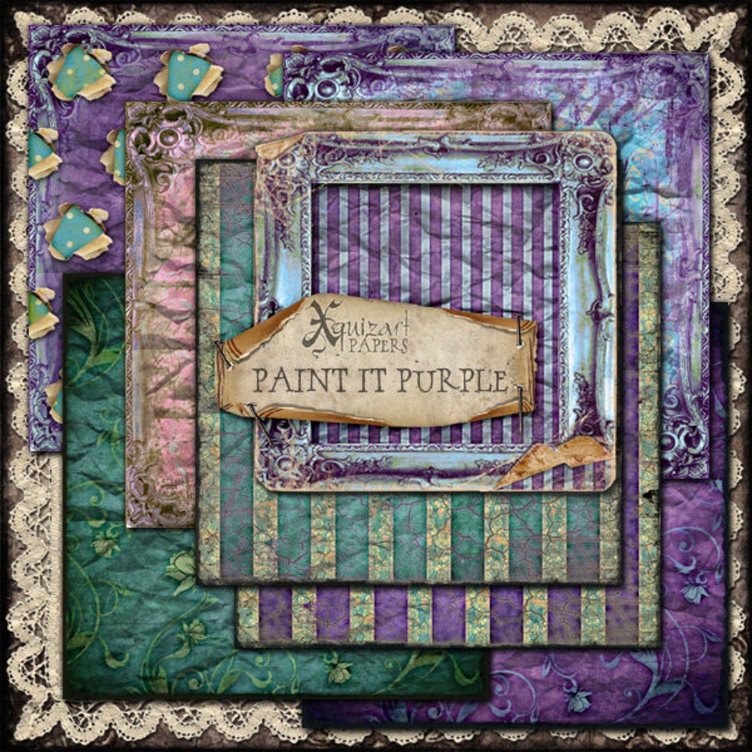 Digital Papers Paint It Purple Printable Scrapbooking Etsy